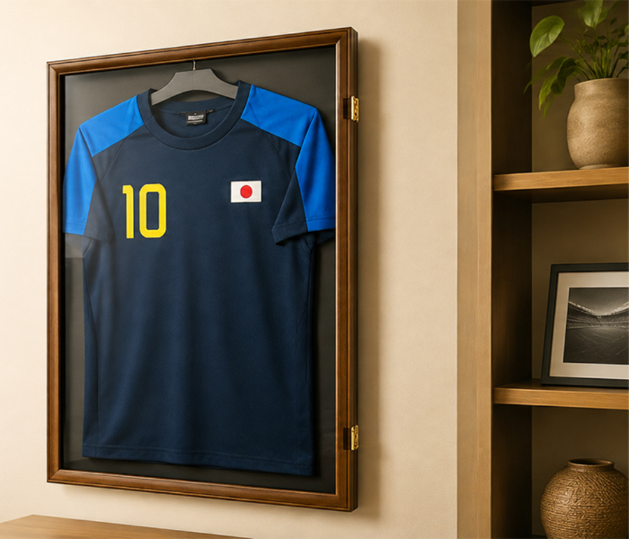 サッカーユニフォームを飾る